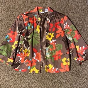 Studio V Size L Floral Brown Jacket